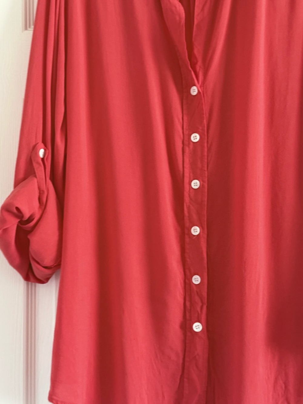 🌻 Karen Kane Coral-red Button Down Shirt 2X - Picture 5 of 7